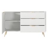 Credenza Bianco oro 3 Cassetti un Ripiano 138x38x81h cm, Apertura Battente, Scorrevole - Halilomo