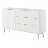 Credenza Bianco oro 3 Cassetti un Ripiano 138x38x81h cm, Apertura Battente, Scorrevole - Halilomo