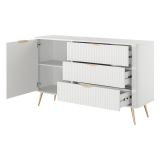 Credenza Bianco oro 3 Cassetti un Ripiano 138x38x81h cm, Apertura Battente, Scorrevole - Halilomo