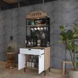 Credenza Bianco Rovere Marrone un Cassetto un Ripiano 70x40x186h cm, Apertura Battente, Scorrevole - Nemoli