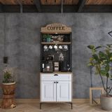 Credenza Bianco Rovere Marrone un Cassetto un Ripiano 70x40x186h cm, Apertura Battente, Scorrevole - Nemoli