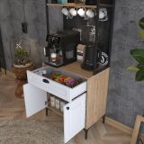 Credenza Bianco Rovere Marrone un Cassetto un Ripiano 70x40x186h cm, Apertura Battente, Scorrevole - Nemoli