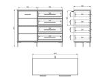 Credenza Bianco Rovere Nodi Marrone 4 Cassetti un Ripiano 108x40x87h cm, Apertura Battente e Scorrevole - Procopio