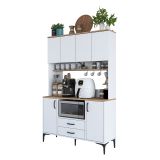 Credenza Biano Marrone 4 Ripiani 2 Cassetti 120x40x184h cm, 6 Ante - Mairag