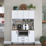 Credenza Biano Marrone 4 Ripiani 2 Cassetti 120x40x184h cm, 6 Ante - Mairag