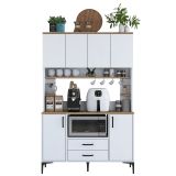Credenza Biano Marrone 4 Ripiani 2 Cassetti 120x40x184h cm, 6 Ante - Mairag