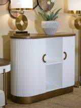 Credenza Bianze, Buffet da soggiorno, Madia da salotto, Dispensa da cucina, 121x41 h90 cm, Bianco e Marrone