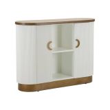Credenza Bianze, Buffet da soggiorno, Madia da salotto, Dispensa da cucina, 121x41 h90 cm, Bianco e Marrone