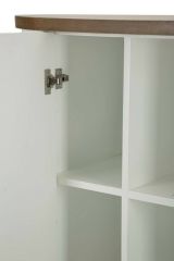 Credenza Bianze, Buffet da soggiorno, Madia da salotto, Dispensa da cucina, 121x41 h90 cm, Bianco e Marrone