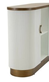 Credenza Bianze, Buffet da soggiorno, Madia da salotto, Dispensa da cucina, 121x41 h90 cm, Bianco e Marrone