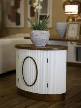 Credenza Bitetto, Buffet da soggiorno, Madia da salotto, Dispensa da cucina, 79x48 h67 cm, Bianco e Marrone