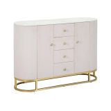 Credenza Bivongi, Buffet da soggiorno, Madia da salotto, Dispensa da cucina, 120x40 h85 cm, Crema e Bianco