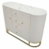 Credenza Bivongi, Buffet da soggiorno, Madia da salotto, Dispensa da cucina, 120x40 h85 cm, Crema e Bianco