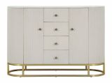 Credenza Bivongi, Buffet da soggiorno, Madia da salotto, Dispensa da cucina, 120x40 h85 cm, Crema e Bianco