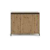Credenza Bloemfontein, Buffet da soggiorno, Madia da salotto, Dispensa da cucina, Made in Italy, 138x110h40 cm, Bianco lucido e Antracite