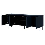 Credenza blu 2 Ripiani Apertura Battente 200x42x75h cm, 4 Ante - Canino