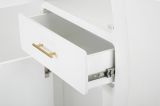 Credenza Boretto, Buffet da soggiorno, Madia da salotto, Dispensa da cucina, 60x32 h133 cm, Bianco e Oro