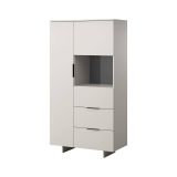 Credenza Braga, Madia da salotto con due ante battenti e due cassetti, Rialzato da terra, 90x42 h170 cm, Beige