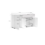 Credenza Brits, Buffet da soggiorno, Madia da salotto, Dispensa da cucina, Made in Italy, 135x38h79 cm, Bianco lucido