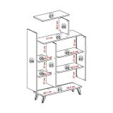 Credenza Capella, Buffet da soggiorno, Madia da salotto, Dispensa moderna da cucina, 90x32h132 cm, Bianco
