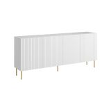 Credenza Cartaxo, Madia da salotto con quattro ante battenti, Rialzato da terra, 200x42 h82 cm, Bianco