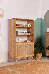 Credenza Castalia, Buffet da soggiorno, Madia da salotto, Dispensa moderna da cucina, 90x40h110 cm, Quercia