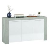 Credenza cemento e bianca porta bicchieri 144x42x80h cm 3 ante - Amaculi