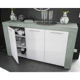 Credenza cemento e bianca porta bicchieri 144x42x80h cm 3 ante - Amaculi
