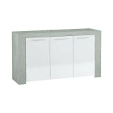 Credenza cemento e bianca porta bicchieri 144x42x80h cm 3 ante - Amaculi