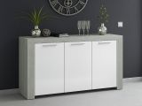 Credenza cemento e bianca porta bicchieri 144x42x80h cm 3 ante - Amaculi