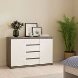 Credenza cemento e bianco lucida 120x50x90h cm 2 ante e 4 cassetti - Angelika