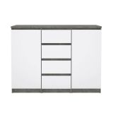 Credenza cemento e bianco lucida 120x50x90h cm 2 ante e 4 cassetti - Angelika