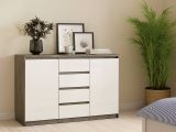 Credenza cemento e bianco lucida 120x50x90h cm 2 ante e 4 cassetti - Angelika