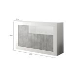 Credenza cemento e bianco lucida 138x42x86h cm 3 ante - Dolphin