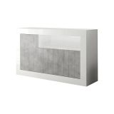 Credenza cemento e bianco lucida 138x42x86h cm 3 ante - Dolphin