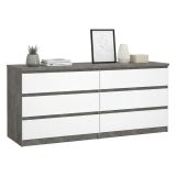 Credenza cemento e bianco lucida 153x50x70h cm 6 cassetti - Abacadabra