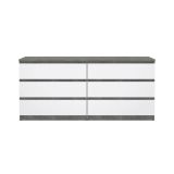 Credenza cemento e bianco lucida 153x50x70h cm 6 cassetti - Abacadabra