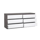 Credenza cemento e bianco lucida 153x50x70h cm 6 cassetti - Abacadabra
