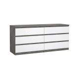 Credenza cemento e bianco lucida 153x50x70h cm 6 cassetti - Abacadabra