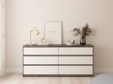 Credenza cemento e bianco lucida 153x50x70h cm 6 cassetti - Abacadabra