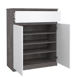 Credenza cemento e bianco lucida 80x40x100h cm 2 ante e 1 cassetto - Genziana