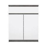 Credenza cemento e bianco lucida 80x40x100h cm 2 ante e 1 cassetto - Genziana