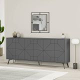 Credenza Chiron, Buffet da soggiorno, Madia da salotto, Dispensa da cucina, 184x35 h77 cm, Antracite