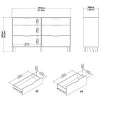 Credenza Christiane, Buffet da soggiorno, Madia da salotto, Dispensa da cucina, 40x156 h92 cm, Rovere e Bianco