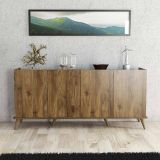Credenza Circini, Buffet da soggiorno, Madia da salotto, Dispensa da cucina, 180x45 h81 cm, Noce