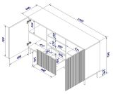 Credenza Coimbra, Madia da salotto con due ante battenti, un cassetto e due vani aperti, Design con effetto cannettato, 150x42 h82 cm, Beige