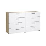 Credenza Cosette, Buffet da soggiorno, Madia da salotto, Dispensa da cucina, 140x40 h83 cm, Quercia e Bianco