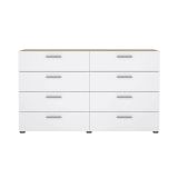 Credenza Cosette, Buffet da soggiorno, Madia da salotto, Dispensa da cucina, 140x40 h83 cm, Quercia e Bianco