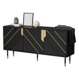 Credenza Cossogno, 154x40 h72 cm, Nero e Oro
