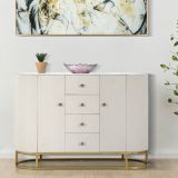 Credenza crema e bianca 120x40x85h cm 2 ante e 4 cassetti - Lodovico
